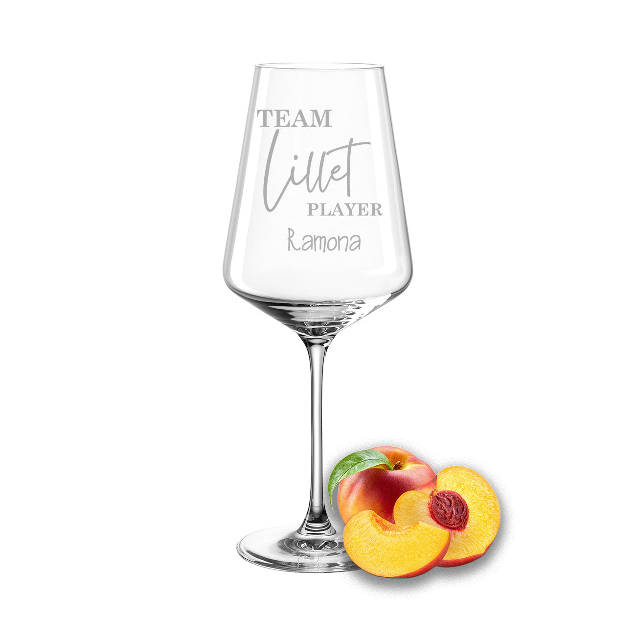 Weinglas mit Gravur Leonardo Puccini "TEAM LILLET PLAYER" mit Wunschname