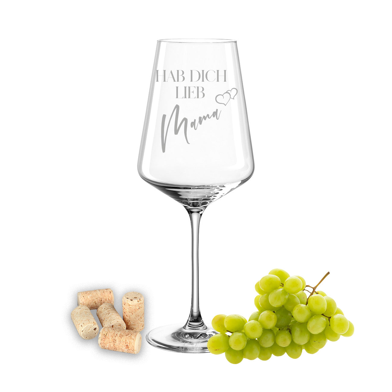 Weinglas mit Gravur Leonardo Puccini "HAB DICH LIEB MAMA"