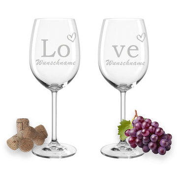 Weinglas Set "LOVE" Leonardo Daily mit Wunschname