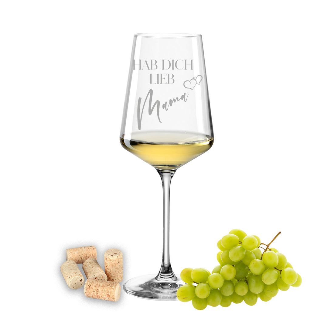 Weinglas mit Gravur Leonardo Puccini "HAB DICH LIEB MAMA"