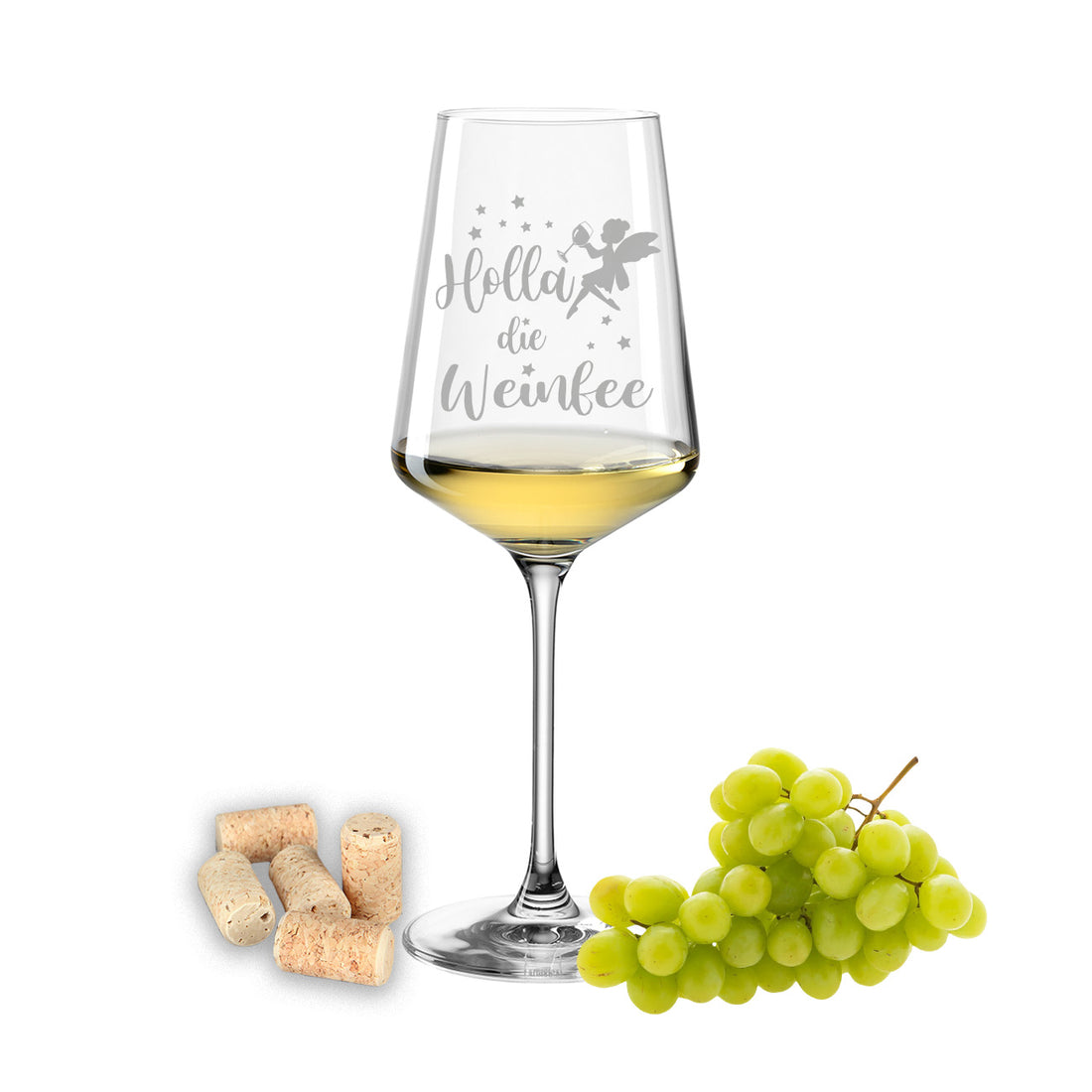 Weinglas mit Gravur Leonardo Puccini "HOLLA DIE WEINFEE"