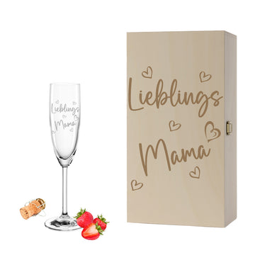 Sektglas mit Gravur Leonardo Daily "LIEBLINGS MAMA" 1 Glas und Holzbox klein