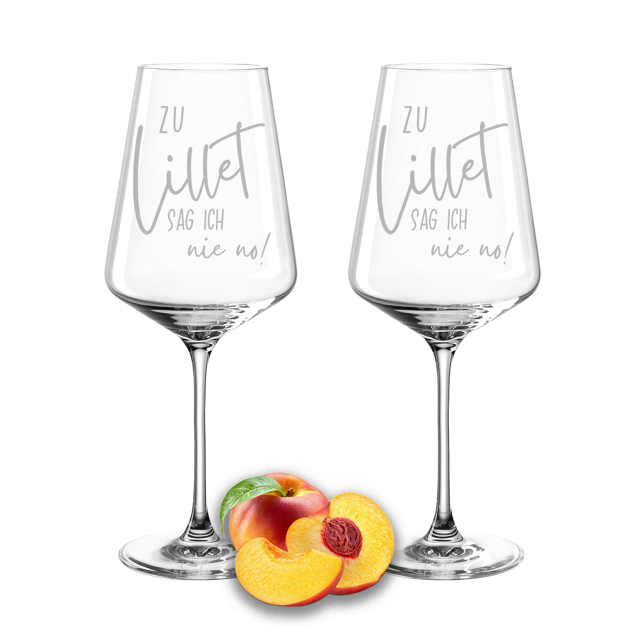 Weinglas mit Gravur Leonardo Puccini "ZU LILLET SAG ICH NIE NO!" 2 Gläser