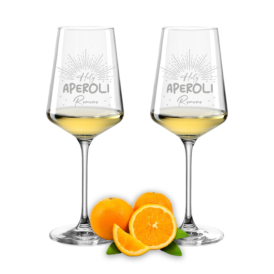 Weinglas mit Gravur Leonardo Puccini "HOLY APEROLI" 2 Gläser mit Wunschname