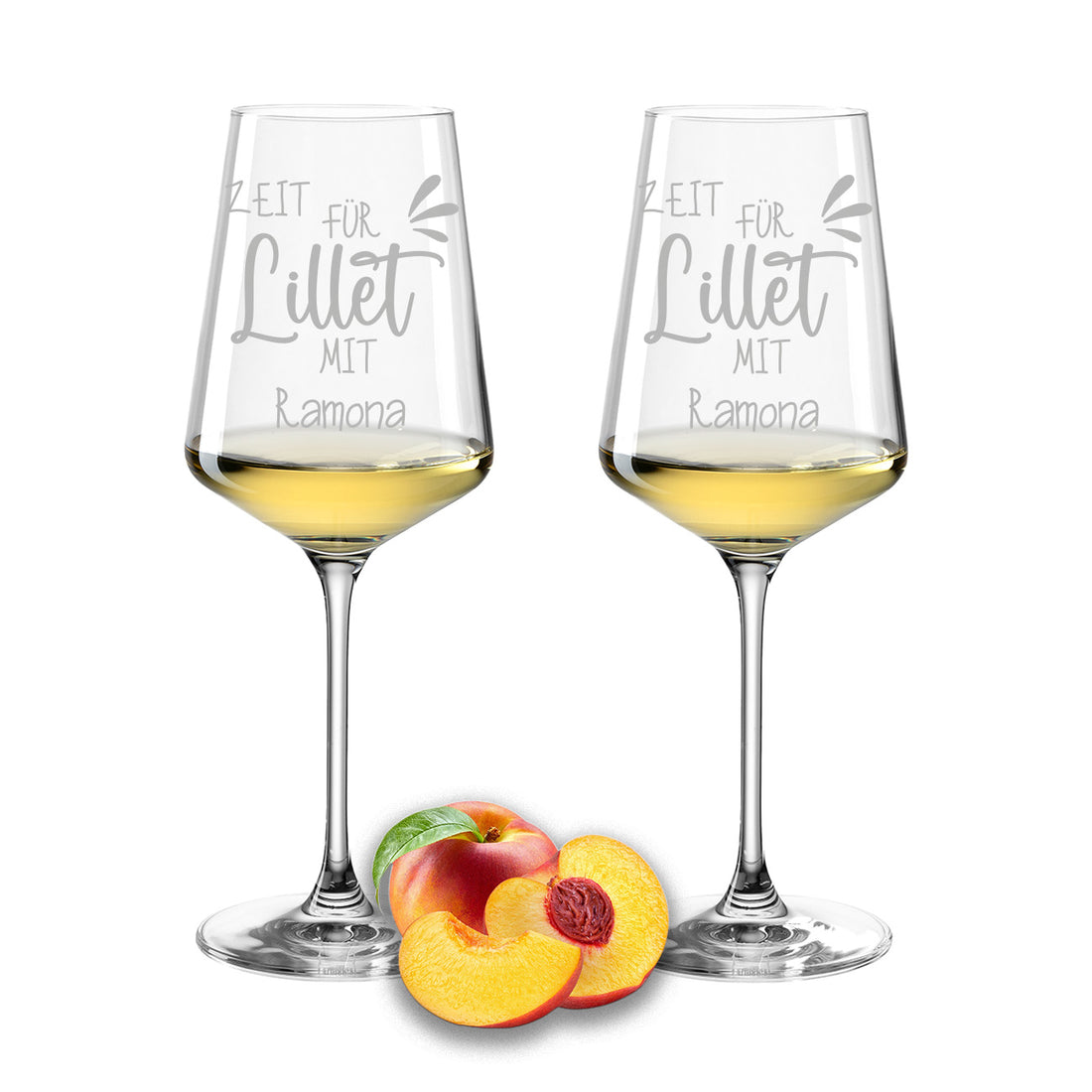 Weinglas mit Gravur Leonardo Puccini "ZEIT FÜR LILLET MIT..." 2 Gläser mit Wunschname