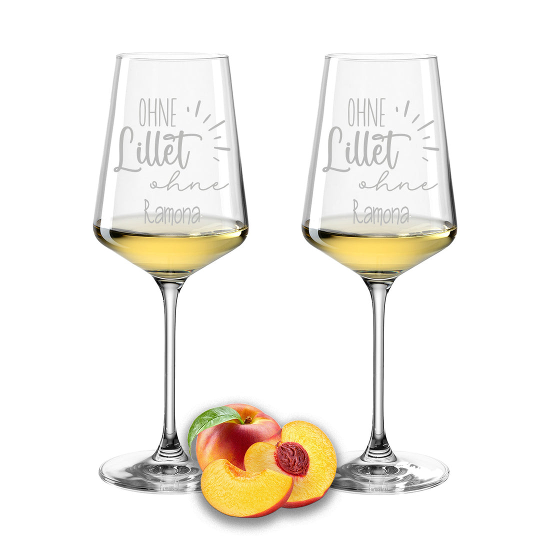 Weinglas mit Gravur Leonardo Puccini "OHNE LILLET OHNE ….." 2 Gläser mit Wunschname