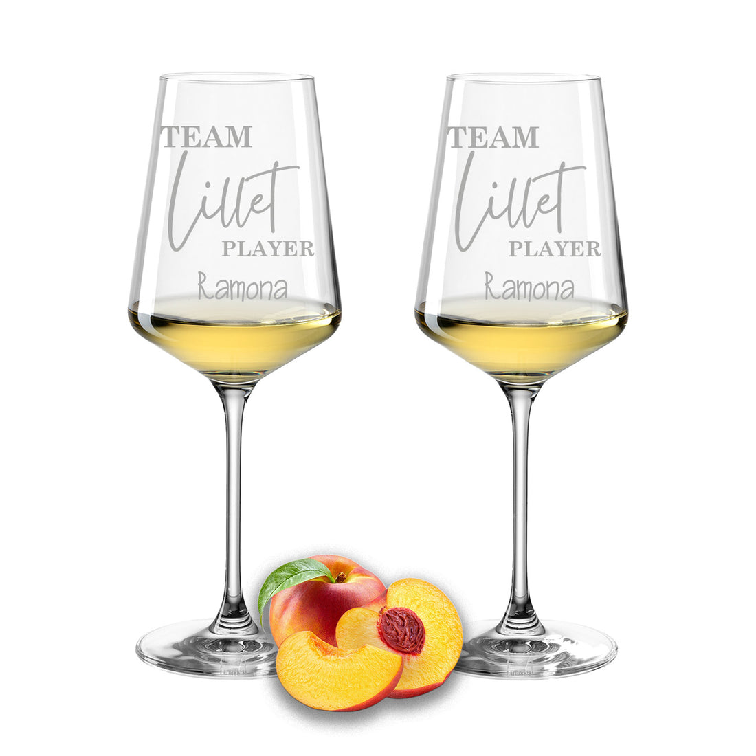 Weinglas mit Gravur Leonardo Puccini "TEAM LILLET PLAYER" 2 Gläser mit Wunschname