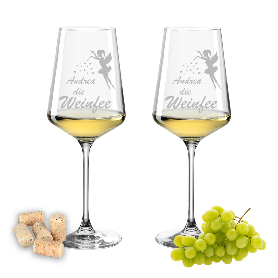 Weinglas mit Gravur Leonardo Puccini "Wunschname DIE WEINFEE" 2 Gläser mit Wunschname