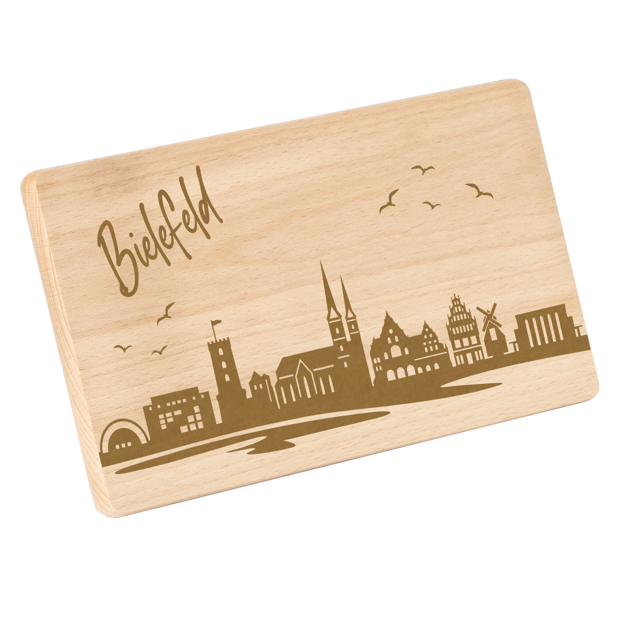 Frühstücksbrettchen mit Gravur "SKYLINE BIELEFELD" 220x120mm