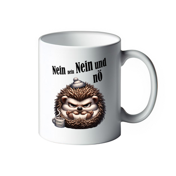 Lustige Tasse mit mürrischen Tieren "Nein nein nein und nÖ" Igel Klaudia Kaffeebecher