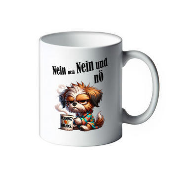 Lustige Tasse mit mürrischen Tieren "Nein nein nein und nÖ" Hund Lui Kaffeebecher