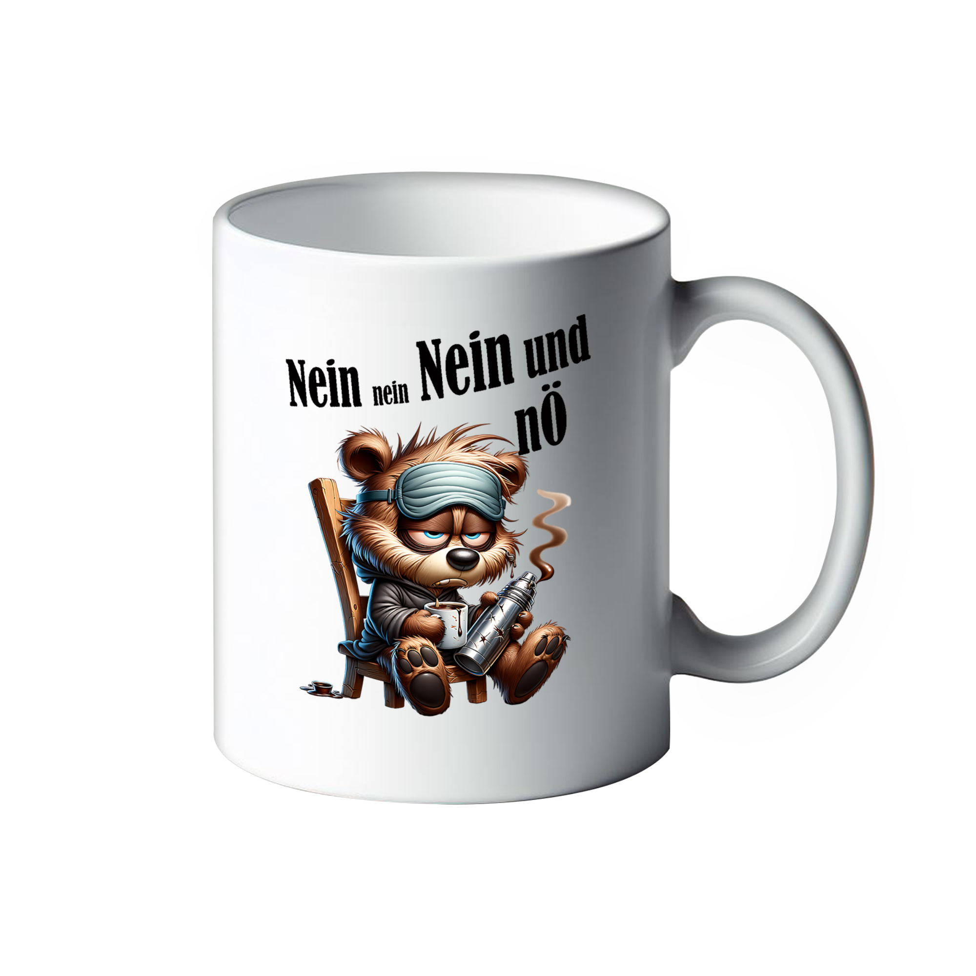 Lustige Tasse mit mürrischen Tieren "Nein nein nein und nÖ" Bär Hugo Kaffeebecher