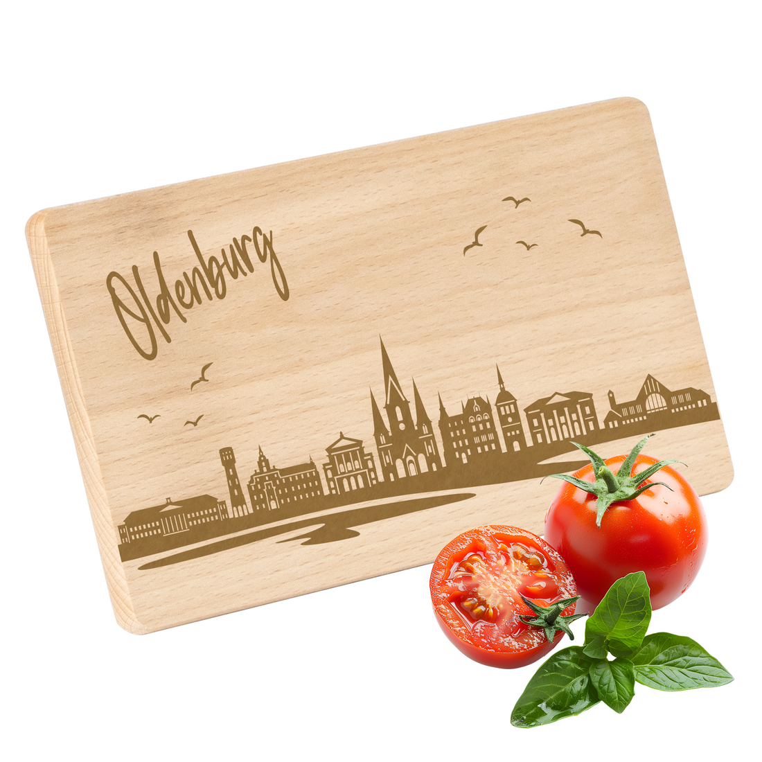 Frühstücksbrettchen mit Gravur "Skyline OLDENBURG" 220x120mm