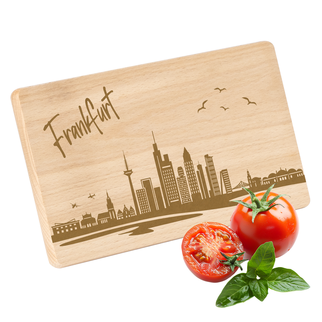 Frühstücksbrettchen mit Gravur "Skyline FRANKFURT" 220x120mm