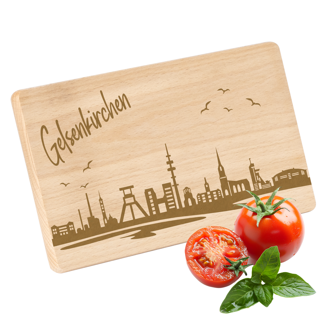 Frühstücksbrettchen mit Gravur "Skyline GELSENKIRCHEN" 220x120mm