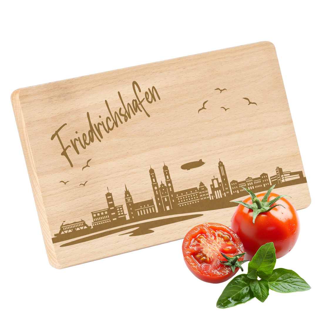 Frühstücksbrettchen mit Gravur "Skyline FRIEDRICHSHAFEN" 220x120mm