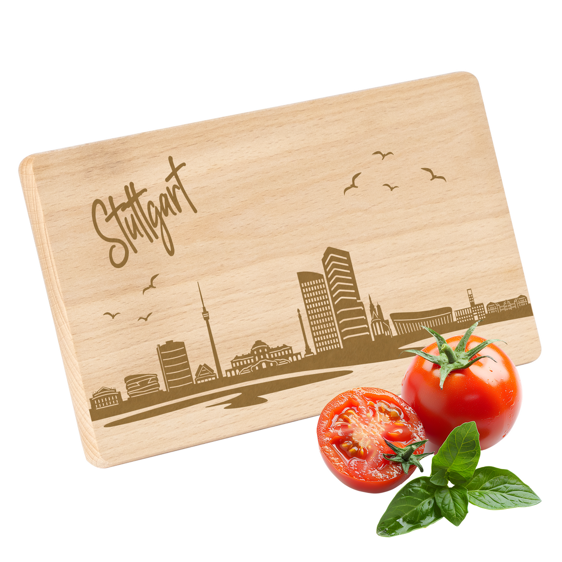 Frühstücksbrettchen mit Gravur "Skyline STUTTGART" 220x120mm