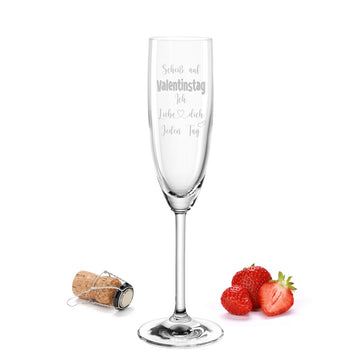 Sektglas mit Gravur Leonardo Daily "SCHEIß AUF VALENTINSTAG ICH LIEBE DICH JEDEN TAG"