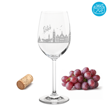 Weinglas mit Gravur Leonardo Daily Rotwein "SKYLINE ROSTOCK"