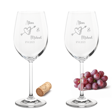 Weinglas mit Gravur Leonardo Daily Rotwein "LIEBES GLAS HERZ3" 2 Gläser mit Wunschname & Datum