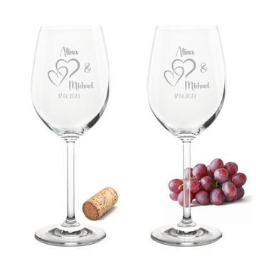 Weinglas mit Gravur Leonardo Daily Rotwein "LIEBES GLAS HERZ1" 2 Gläser mit Wunschname & Datum